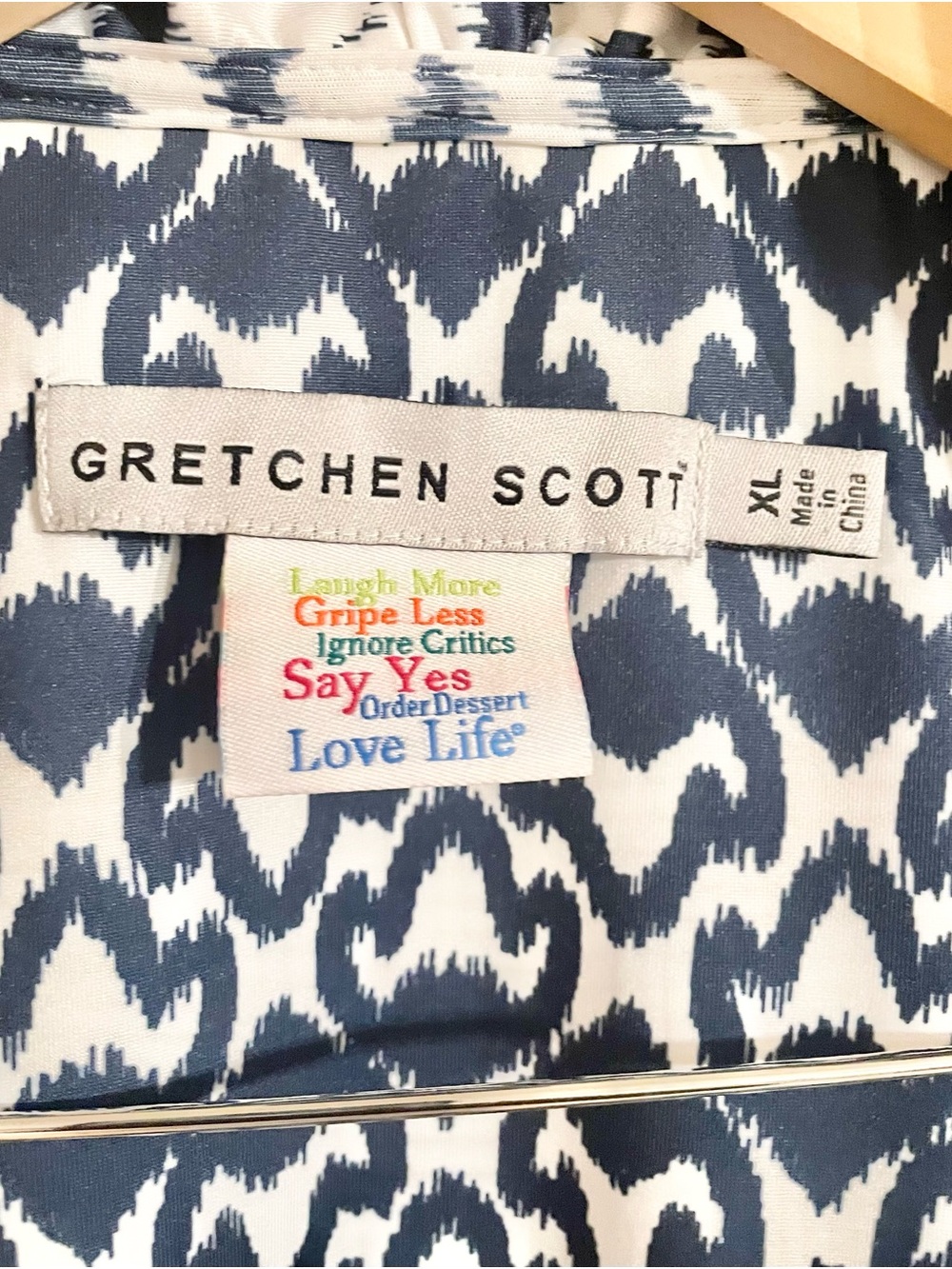 Gretchen Scott Designs Navy and White Printed Cowl Neck Dress - Picture 6 of 11